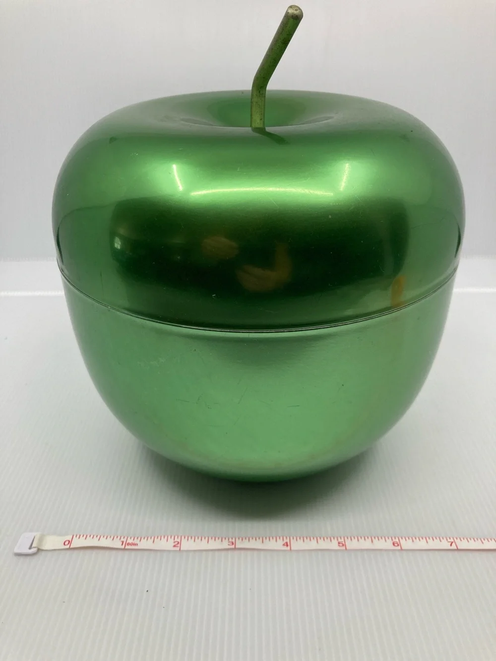 VINTAGE MCM GREEN ANODIZED APPLE ICE BUCKET COOKIE JAR